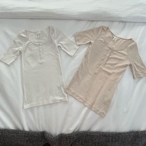 H&M Bundle - Ribbed T-Shirts With Buttons